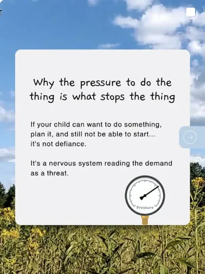 Instagram post: Why the pressure to do the thing is what stops the thing